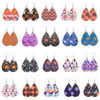 Wood Drop Earring Teardrop Halloween Design & for woman 30-80mm Sold By Lot