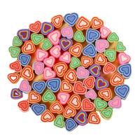 Polymer lerperler, Polymer Clay, Heart, du kan DIY, blandede farver, 10x9mm, Ca. 1000pc'er/Bag, Solgt af Bag