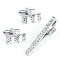 Messing Tie Clip Cufflink Set, plated, voor de mens, meer kleuren voor de keuze, nikkel, lood en cadmium vrij, 20x9mm,45x5mm, Verkocht door Stel