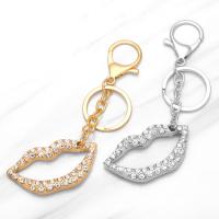 Zinc Alloy Key Lås, Lip, forgyldt, for kvinde & med rhinestone, flere farver til valg, nikkel, bly & cadmium fri, 57x31mm, Længde 5.1 inch, Solgt af PC