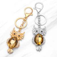 Zinc Alloy Key Lås, med Krystal, Owl, forgyldt, Unisex & med rhinestone, flere farver til valg, nikkel, bly & cadmium fri, 63x33mm, Længde 4.9 inch, Solgt af PC