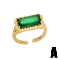 Cúbicos Circonia Micro Pave anillo de latón, metal, chapado en color dorado, diferentes estilos para la opción & micro arcilla de zirconia cúbica & para mujer, verde, libre de níquel, plomo & cadmio, 10mm, Vendido por UD