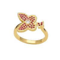 Cubique anneau en laiton Circonia Micro Pave, papillon, Placage de couleur d'or, pavé de micro zircon & pour femme, plus de couleurs à choisir, protéger l'environnement, sans nickel, plomb et cadmium, 12mm, Vendu par PC