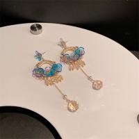 Rhinestone Ørering, Zinc Alloy, mode smykker & for kvinde & med rhinestone, nikkel, bly & cadmium fri, 65x30mm, Solgt af par