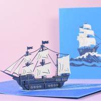 papier Carte de voeux 3D, Bateau à voile, fait à la main, Pliable & effet 3D, plus de couleurs à choisir, 150x200mm, Vendu par PC