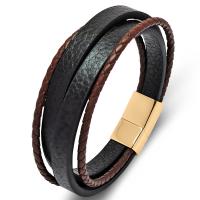 PU Leather Cord Bracelets with 316L Stainless Steel plated fashion jewelry & multilayer & for man Sold By PC