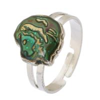 Emaille Mood Finger Ring, Zinc Alloy, met Lampwork, silver plated, mode sieraden & mood emaille, zilver, nikkel, lood en cadmium vrij, 12x12.5mm,4mm, Maat:7.5, Verkocht door PC