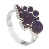 Enamel Mood Finger Ring, liga de zinco, with vidrilho, Dinossauro, cromado de cor prateada, joias de moda & esmalte sensor, prateado, níquel, chumbo e cádmio livre, 18.5x13mm,4mm, tamanho:7, vendido por PC