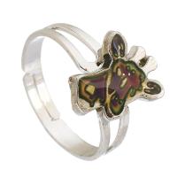 Emaille Mood Finger Ring, Zinc Alloy, met Lampwork, Giraffe, silver plated, mode sieraden & mood emaille, zilver, nikkel, lood en cadmium vrij, 11x14mm,4mm, Maat:7, Verkocht door PC