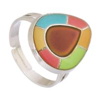 Bague humeur en émail, alliage de zinc, avec chalumeau, larme, Placage de couleur argentée, bijoux de mode & émail selon l'humeur, argent, protéger l'environnement, sans nickel, plomb et cadmium, 15x18mm,4mm, Taille:6.5, Vendu par PC