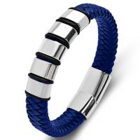 PU Leather Cord Bracelets with 316L Stainless Steel & for man Sold By PC