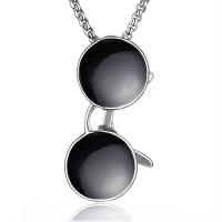 Titanium Steel Pendants Glasses epoxy gel punk style & for man black 22mm Sold By PC