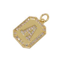 Cubic Zirconia Micro Pave Brass Pendant Square plated & micro pave cubic zirconia Sold By PC