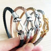 Rozsdamentes acél bangle, 316L rozsdamentes acél, divat ékszerek & egynemű, több színt a választás, Hossz Kb 6.3-8.3 inch, Által értékesített PC