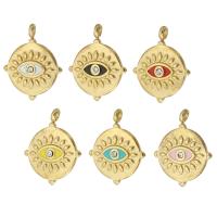 Evil Eye Pendler, 304 rustfrit stål, guldfarve belagt, med glas rhinestone & emalje, flere farver til valg, 17.50x21x3mm, Hole:Ca. 2mm, Solgt af PC