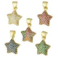 Cubic Zirconia Micro Pave Brass Pendant Star gold color plated micro pave cubic zirconia Approx 3mm Sold By PC