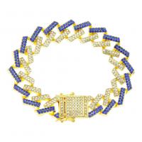 Zinklegering armbandkettingen, Zinc Alloy, mode sieraden & voor de mens & met strass, meer kleuren voor de keuze, nikkel, lood en cadmium vrij, 15mm, Lengte Ca 7.48 inch, Verkocht door PC