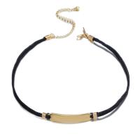 Mode Choker Ketting, Zinc Alloy, met Corduroy Cord, met 7cm extender keten, mode sieraden & voor vrouw, twee verschillende gekleurde, 40mm, Lengte 28 cm, Verkocht door PC