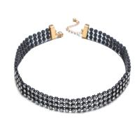 Moda naszyjnik Choker, Stop cynku, ze 5cm przedłużeniami łańcuszka, biżuteria moda & dla kobiety & z kamieniem, czarny, 15mm, długość 35 cm, sprzedane przez PC