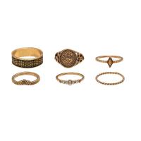 Zinc Alloy Ring Set gold color plated 6 pieces & fashion jewelry & for woman & with rhinestone golden Sold By Set