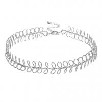 Mode Collier Choker, alliage de zinc, avec 7cm chaînes de rallonge, Placage de couleur argentée, bijoux de mode & pour femme, argent, 4x13mm, Longueur 32 cm, Vendu par PC