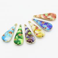 Cloisonne pakabukai, su Žalvarinis, Ašara, aukso spalva padengtas, unisex, daugiau spalvų pasirinkimas, 16x40mm, Pardavė PC