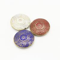 cloisonne perler, med Messing, Flad Rund, du kan DIY, flere farver til valg, 32mm, Solgt af PC