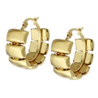 Brinco de argola de aço inoxidável de Mens, Aço inoxidável 304, joias de moda & para mulher, dourado, 12x28mm, vendido por par