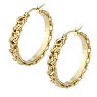 Mens acier inoxydable Hoop boucles d'oreilles, Acier inoxydable 304, bijoux de mode & pour femme, doré, 6x34mm, Vendu par paire