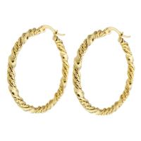 Brinco de argola de aço inoxidável de Mens, Aço inoxidável 304, joias de moda & para mulher, dourado, 34.50x36mm, vendido por par