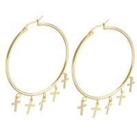 Mens acier inoxydable Hoop boucles d'oreilles, Acier inoxydable 304, bijoux de mode & pour femme, doré, Vendu par paire