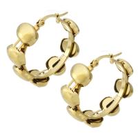 Mens acier inoxydable Hoop boucles d'oreilles, Acier inoxydable 304, bijoux de mode & pour femme, doré, 11x34mm, Vendu par paire