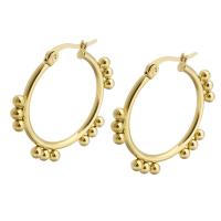 Mens acier inoxydable Hoop boucles d'oreilles, Acier inoxydable 304, bijoux de mode & pour femme, doré, 31x29mm, Vendu par paire