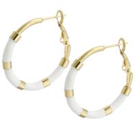 Mens acier inoxydable Hoop boucles d'oreilles, Acier inoxydable 304, avec hotmelt bâton de colle, bijoux de mode & pour femme, doré, 29x31.50mm, Vendu par paire