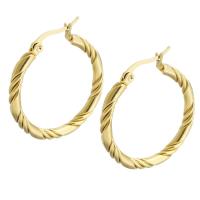 Brinco de argola de aço inoxidável de Mens, Aço inoxidável 304, joias de moda & para mulher, dourado, 30x32mm, vendido por par