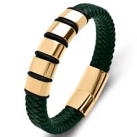 Leather Cord Bracelet with 316L Stainless Steel plated fashion jewelry & Unisex Sold By PC