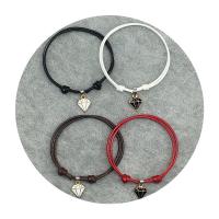 Casal pulseira e bracelete, Fio de cera, with liga de zinco, Roda plana, cromado de cor dourada, 2 peças & Ajustável & joias de moda, Mais cores pare escolha, comprimento 16-25 cm, vendido por par