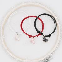 Fashion Opret Wax Cord Armbånd, Voks, med Zinc Alloy, Flad Rund, guldfarve belagt, Justerbar & tre stykker & mode smykker & Unisex & emalje, blandede farver, 10x20mm, Længde 16-25 cm, Solgt af sæt