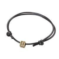 Trendy Wax cord armbanden, met Zinc Alloy, Rond plat, antiek brons plated, Verstelbare & mode sieraden & uniseks, meer kleuren voor de keuze, 7mm, Lengte 16-25 cm, Verkocht door PC