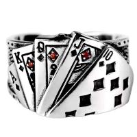 Zinklegering ringen, Zinc Alloy, Poker, geplatineerd, Verstelbare & uniseks & micro pave zirconia, Verkocht door PC