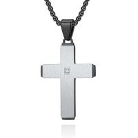 Collier d'acier titane, croix, Placage, styles différents pour le choix & pour homme, plus de couleurs à choisir, 26x40mm, Longueur Environ 17.7 pouce, Vendu par PC