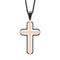 Collier d'acier titane, croix, Placage, styles différents pour le choix & pour homme & creux, plus de couleurs à choisir, 25x43mm, Longueur Environ 17.7 pouce, Vendu par PC