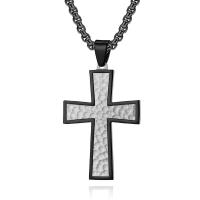 Collier d'acier titane, croix, Placage, styles différents pour le choix & pour homme, plus de couleurs à choisir, 29x43mm, Longueur Environ 17.7 pouce, Vendu par PC