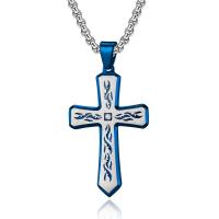 Collier d'acier titane, croix, Placage, styles différents pour le choix & pour homme, plus de couleurs à choisir, 29x48mm, Longueur Environ 17.7 pouce, Vendu par PC