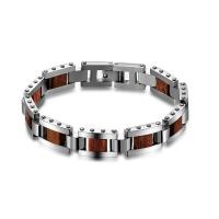 Pulseira de aço titânio, Partículas de aço, with madeira, banhado, joias de moda & para o homem, vendido por PC