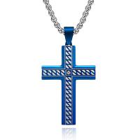 Titanium Steel Necklace Cross plated & for man Length Approx 17.7 Inch Sold By PC