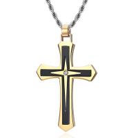 Titanium Steel Necklace Cross plated & for man Length Approx 17.7 Inch Sold By PC