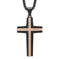 Collier d'acier titane, croix, Placage, styles différents pour le choix & pour homme, plus de couleurs à choisir, 29x48mm, Longueur Environ 17.7 pouce, Vendu par PC