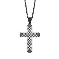 Collier d'acier titane, croix, Placage, styles différents pour le choix & pour homme, plus de couleurs à choisir, 28x43mm, Longueur Environ 17.7 pouce, Vendu par PC