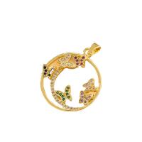 Circón cúbico Micro pavimentar collar de cobre amarillo, metal, chapado en color dorado, diverso tamaño para la opción & micro arcilla de zirconia cúbica & para mujer & hueco, multicolor, 23x30mm, longitud aproximado 17.7 Inch, Vendido por UD